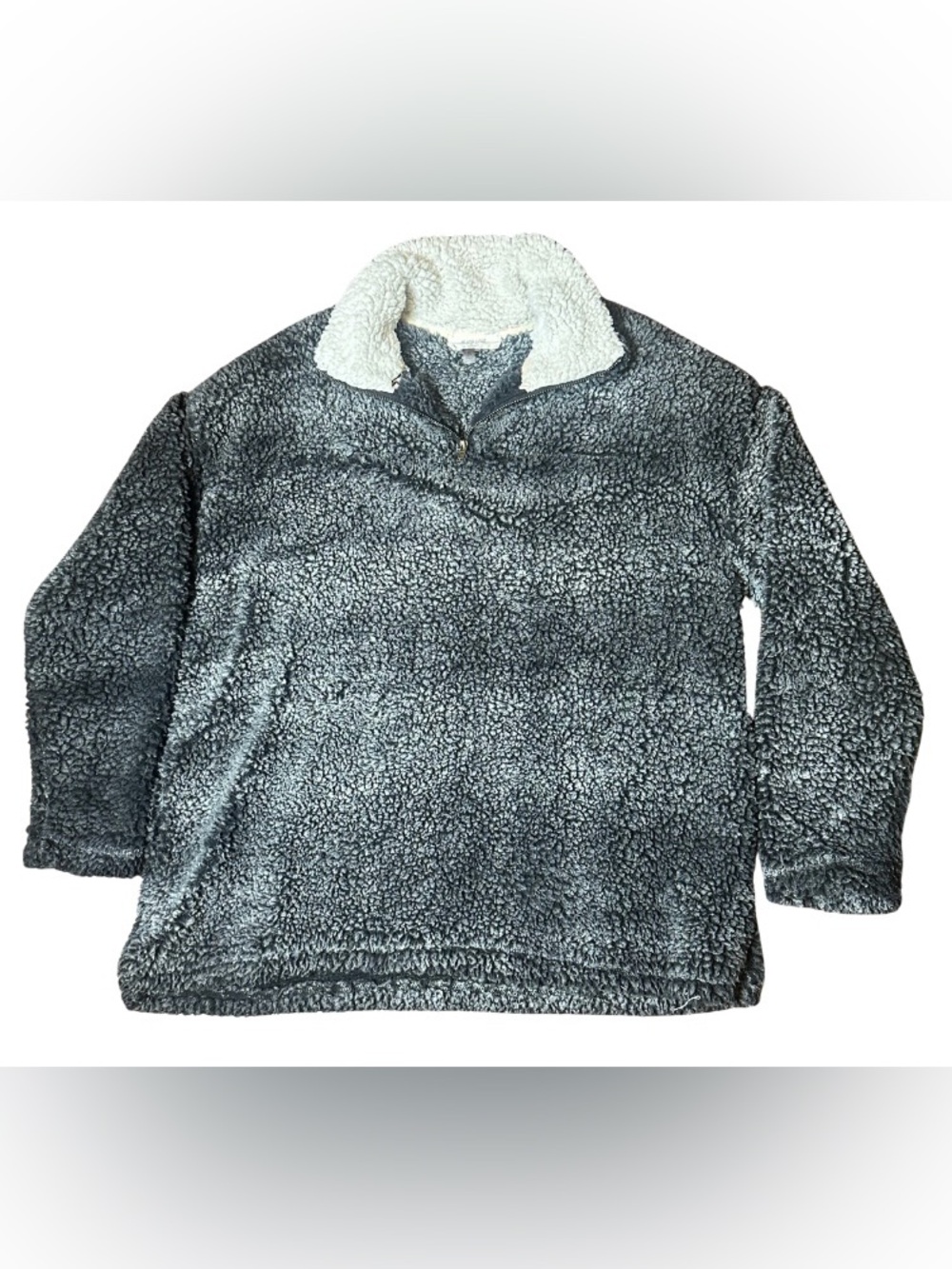 Peach Love California Dark Gray Sherpa
Half-Zip Pullover Sweater Sweatshirt S